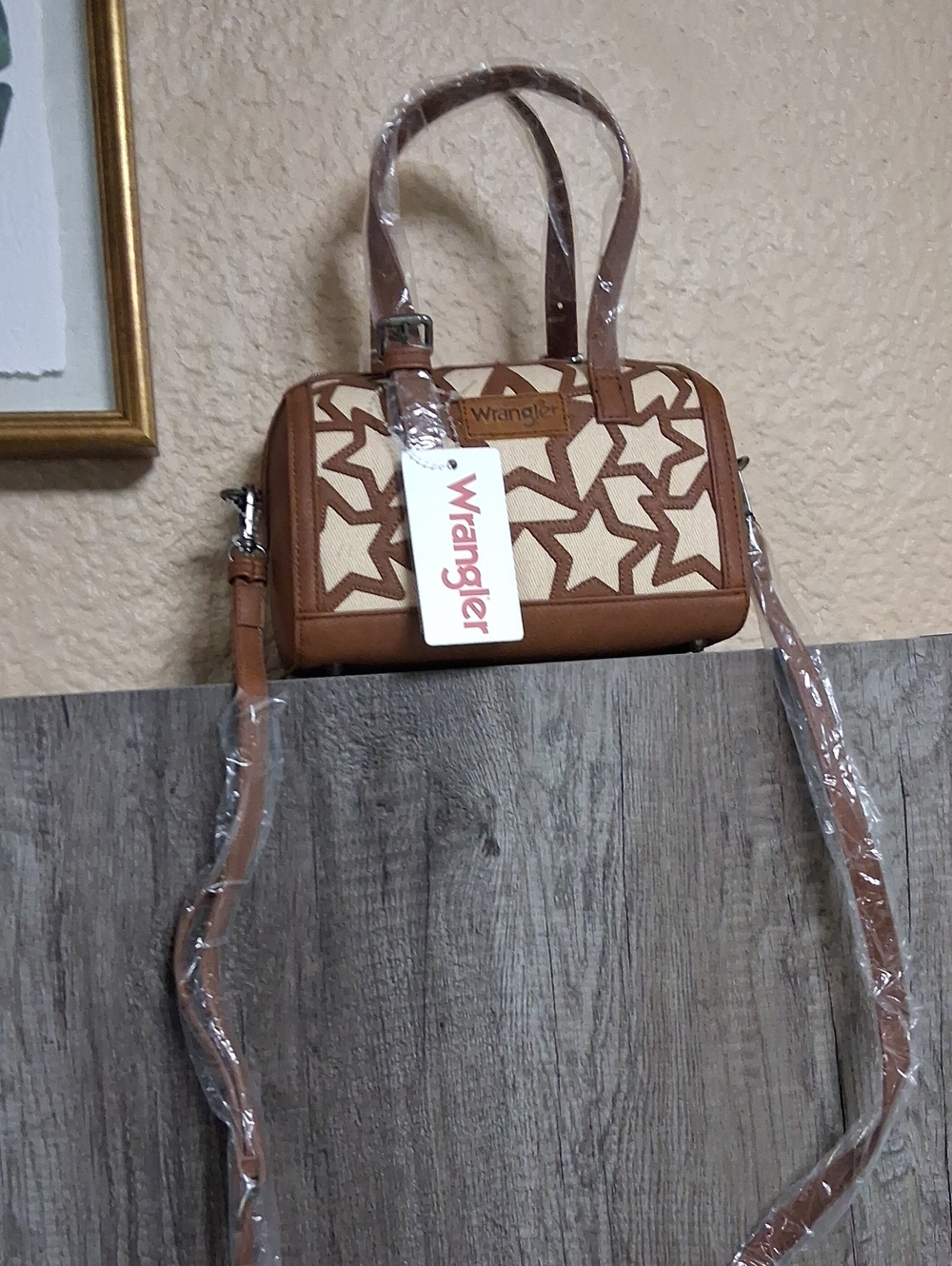 Wrangler Brown & Cream Star Accent Mini Satchel